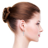 LOVE design Dangling Earring Cubic Zirconia White Gold 14k [E010-053]