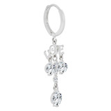 LOVE design Dangling Earring Cubic Zirconia White Gold 14k [E010-053]