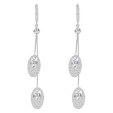 Dangling Drop Oval Diacut Cubic Zirconia Earring White Gold 14k [E010-066]