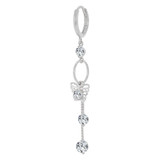 Butterfly Drop Dangling Earring Cubic Zirconia White Gold 14k [E010-075]