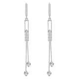 Long Drop Dangling Earring Cubic Zirconia White Gold 14k [E010-077]