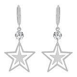 Star Drop Earring Cubic Zirconia White Gold 14k [E011-056]