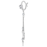 Heart Key Padlock Drop Earring Cubic Zirconia White Gold 14k [E011-063]