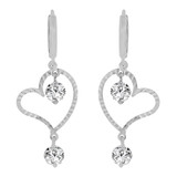 Modern Heart Earring Cubic Zirconia White Gold 14k [E011-065]