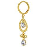 Modern Dangling Drop Earring Cubic Zirconia Yellow Gold 14k [E014-013]