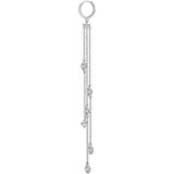 Fancy Long Drop Dangling Earring Cubic Zirconia White Gold 14k [E014-074]