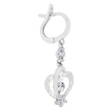 Heart Dangling Drop Earring Cubic Zirconia White Gold 14k [E014-087]