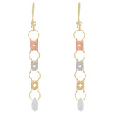 Fancy Design Dangling Drop Earring Cubic Zirconia Tricolor Gold 14k [E015-035]