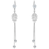 Fancy Leaf Design Dangling Drop Earring Cubic Zirconia White Gold 14k [E015-055]