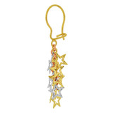 Fancy Stars Design Dangling Drop Earring Diacut Tricolor Gold 14k [E016-025]