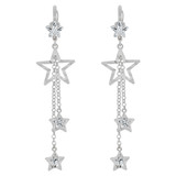 Fancy Star Dangling Drop Earring Cubic Zirconia White Gold 14k [E016-059]