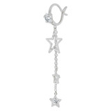 Fancy Star Dangling Drop Earring Cubic Zirconia White Gold 14k [E016-059]
