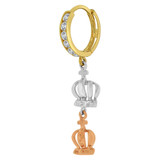 Tiara Crown Design Dangling Drop Earring Cubic Zirconia Tricolor Gold 14k [E018-020]
