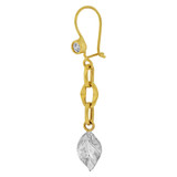 Fancy Dangling Leaf Links Design Earring Cubic Zirconia White Yellow Gold 14k [E018-029]