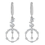 Fancy Design Dangling Drop Earring Cubic Zirconia White Gold 14k [E018-072]