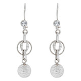 Fancy Dangling Diaut Ball Bead Links Earring White Gold 14k [E018-078]