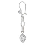 Fancy Dangling Leaf Links Design Earring Cubic Zirconia White Gold 14k [E018-079]