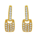 Modern Design Dangling Earring Cubic Zirconia Yellow Gold 14k [E019-014]