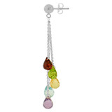 Colorful Strands Dangling Drop Earring Cubic Zirconia White Gold 14k [E019-061]