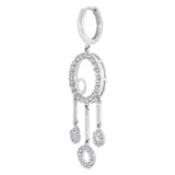 Circular Rings Design Dangling Earring Cubic Zirconia White Gold 14k [E020-062]