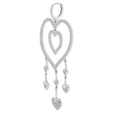 Large Hearts Design Dangling Earring Cubic Zirconia White Gold 14k [E020-063]