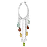Hoop Dangling Earring with Colorful Cubic Zirconia White Gold 14k [E020-067]