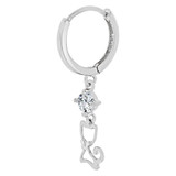 Kitty Cat Dangling Earring Cubic Zirconia White Gold 14k [E020-075]