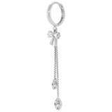 Bow Dangling Drop Earring Cubic Zirconia White Gold 14k [E021-058]