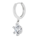 Simple Solitaire Dangling Drop Earring Cubic Zirconia White Gold 14k [E021-063]