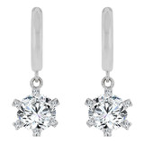 Simple Solitaire Dangling Drop Earring Cubic Zirconia White Gold 14k [E021-063]