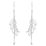 Fancy Extra Sparkly Drop Dangle Earring White Gold 14k [E021-078]