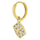 Box Design Dangling Earring Cubic Zirconia Yellow Gold 14k [E022-020]