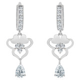 Abstract Heart Design Drop Earring Cubic Zirconia White Gold 14k [E022-055]