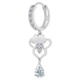 Abstract Heart Design Drop Earring Cubic Zirconia White Gold 14k [E022-055]