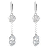 Quinceanera 15 Anos Drop Earring Cubic Zirconia White Gold 14k [E022-064]