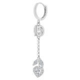 Quinceanera 15 Anos Drop Earring Cubic Zirconia White Gold 14k [E022-064]