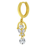 Abstract Design Drop Earring Brilliant Cubic Zirconia Yellow Gold 14k [E023-024]