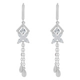 Fancy Drop Earring Brilliant Cubic Zirconia White Gold 14k [E023-056]