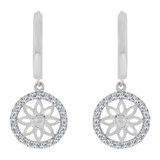 Wheel Dangling Earring Sparkly Cubic Zirconia White Gold 14k [E023-066]