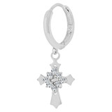 Cross Drop Earring Brilliant Cubic Zirconia White Gold 14k [E023-071]