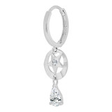 Dangling Earring Stars CZ White Gold 14k [E024-070]