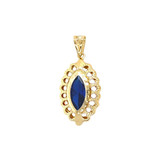 Marquise Shape Pendant Charm Blue Cubic Zirconia Yellow Gold 14k [E024-P42]