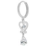 Heart Dangling Drop Earring Cubic Zirconia White Gold 14k [E026-070]