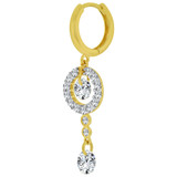 Dangling Drop earring Cubic Zirconia Yellow Gold 14k [E027-012]