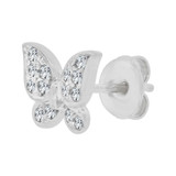 Butterfly Design Stud Earring Cubic Zirconia White Gold 14k [E028-056]