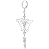 Fancy Butterfly Design Drop Large Earring Cubic Zirconia White Gold 14k [E028-063]