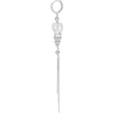 Quinceanera 15 Anos Dangling Drop Earring Cubic Zirconia White Gold 14k [E028-073]