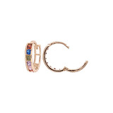 Mini Hoop Huggies Earring Rainbow Cubic Zirconia Yellow Gold 14k [E029-030]