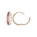 Hoop Huggies Earring Rainbow Cubic Zirconia Yellow Gold 14k [E029-031]