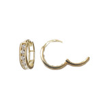 Mini Hoop Huggies Earring Cubic Zirconia Yellow Gold 14k [E029-035]